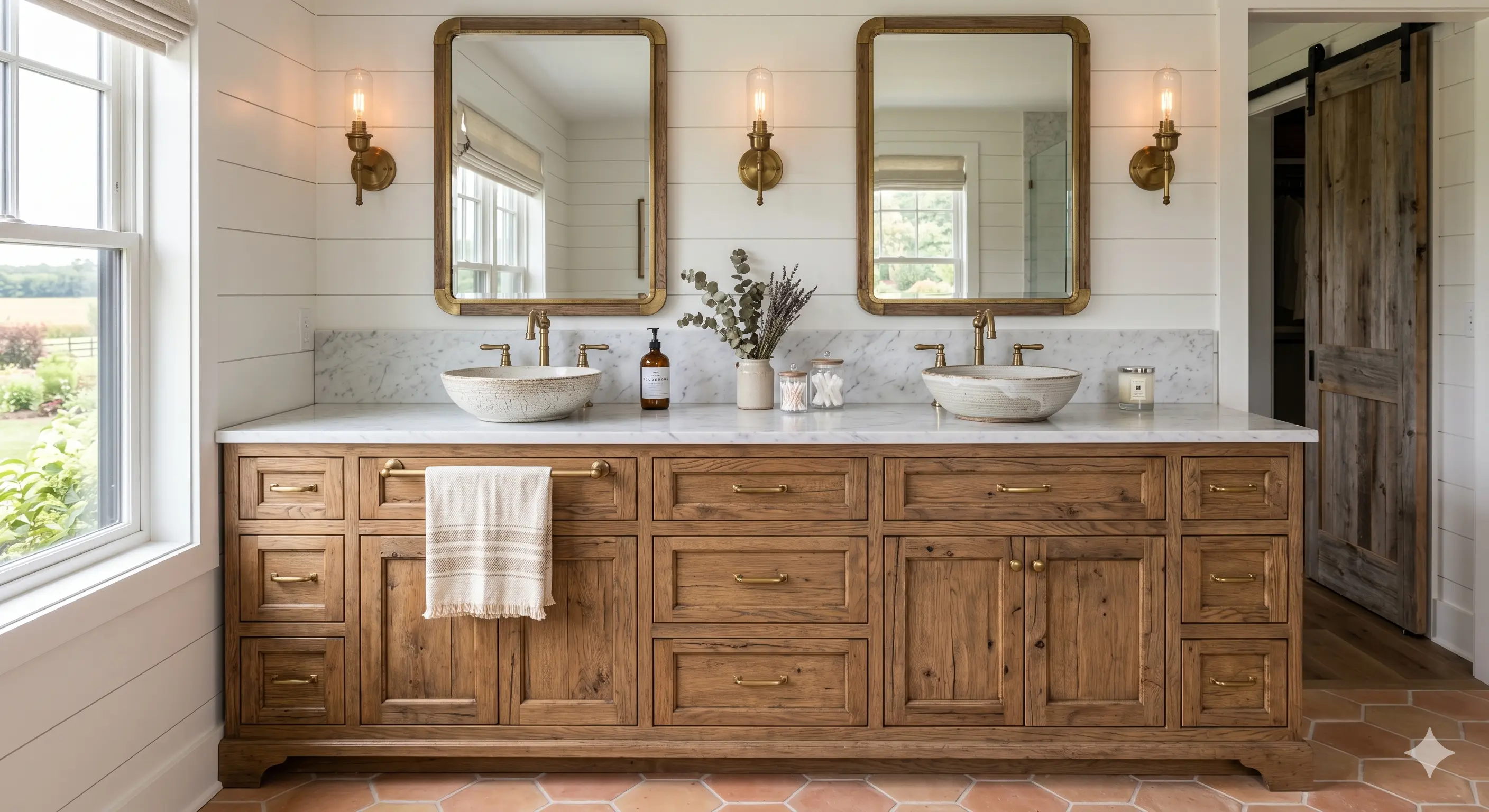 Custom bathroom vanity cabinets with double sink in Dallas TX