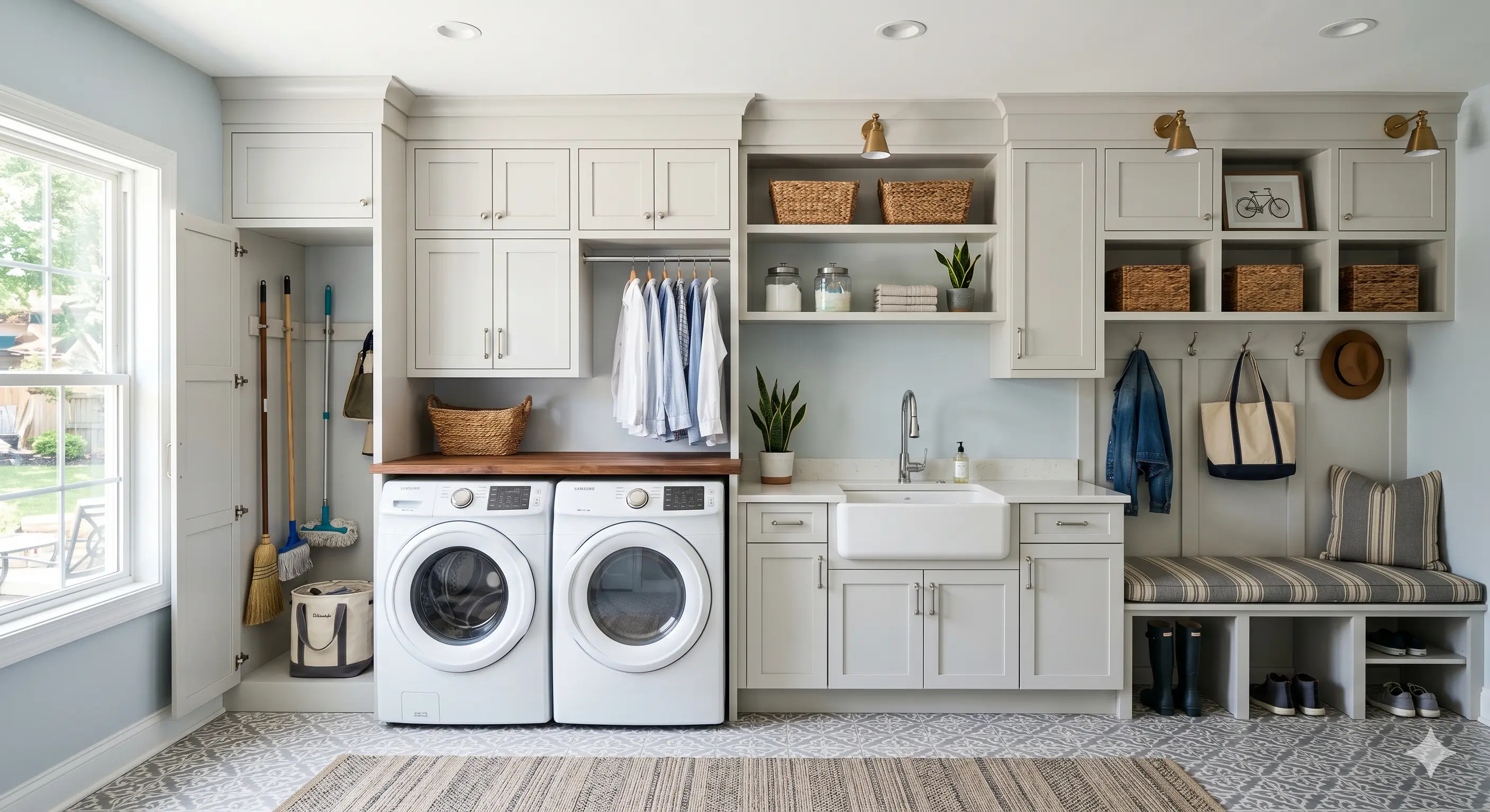 Custom laundry room and mudroom cabinets installed in Dallas TX